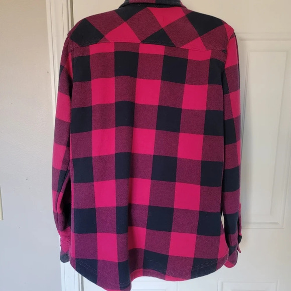 Orvis Pink Buffalo Plaid Fleece Lined Shirt Shacket L - Picture 3 of 8
